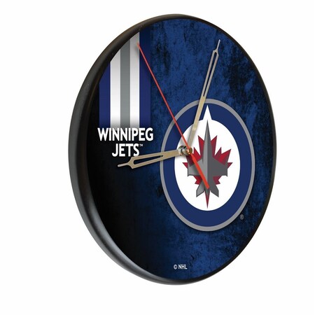 Holland Bar Stool Co Winnipeg Jets 13" Solid Wood Clock WClkPBlk03WinJet