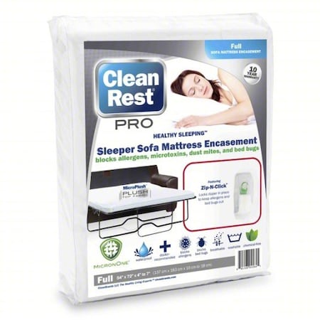 Cleanrest Sofa Bed Encasement, 54 in W, White 845168005845