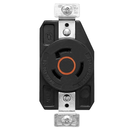 Arrow Hart Locking Single Receptacle, 3 -Pole, 125/250 VAC, 20 A, Back and Side Wiring AHCL1020R