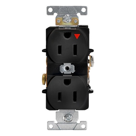 Leviton Duplex Receptacle Outlet, 15A, Black, 125V 5262-IGE