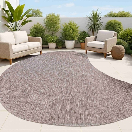 Jonathan Y Evan Modern Rustic Organic Curve Brown 5 ft. x 8 ft. Indoor/Outdoor Shaped Area Rug SHP102E-5