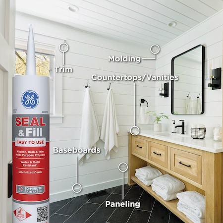 Ge Seal & Fill Multi-Purpose Kitchen & Bath Sealant White 10 Oz. Cartridge 3005218