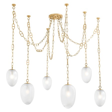 Corbett Lighting Noz Nozawa X Daith 6 Light Chandelier 61.25 In. Vintage Brass 464-61-VB