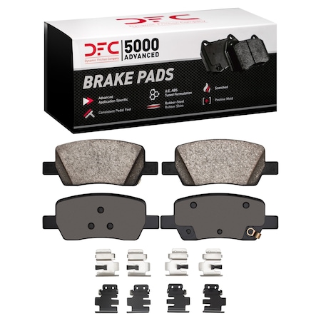 Dynamic Friction Co DFC 5000 Advanced Brake Pads - Ceramic and Hardware Kit 1551-2381-01