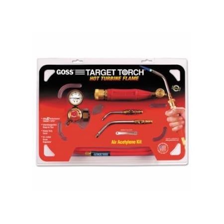 Goss Target Torch, Air-Acetylene Outfit, 3/8 in, 1/2 in, B Cyl Reg Fitting 328-KX-4B