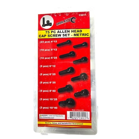 Tool City 75 PIECE ALLEN HEAD CAP SCREW SET - METRIC 13011