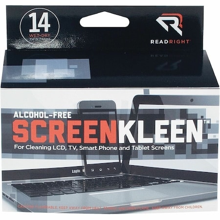 Read Right RR1291 ScreenKleen Alcohol-Free Wipes Cloth 5 x 5 14/box RR1291