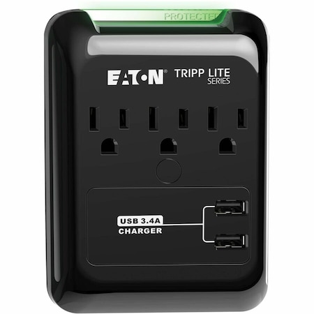 Eaton Tripp Lite Series Protect It 3-Outlet Surge Protector, Direct Plug-In, 540 Joules, 3.4 A USB SK30USB