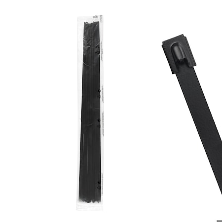 Cable Ties Unlimited Cable Tie, 47 in L, 150 lb Strength, 14.4 in Max Bundle Dia, Coated 316 Stainless Steel, Blk, 100PK SSPCoated47-LD