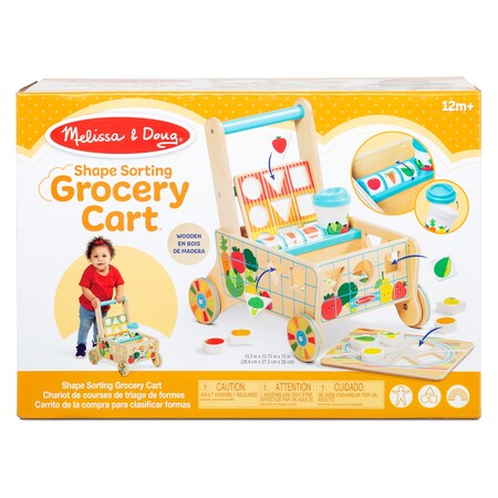 Melissa & Doug Wooden Shape Sorting Grocery Cart 30732