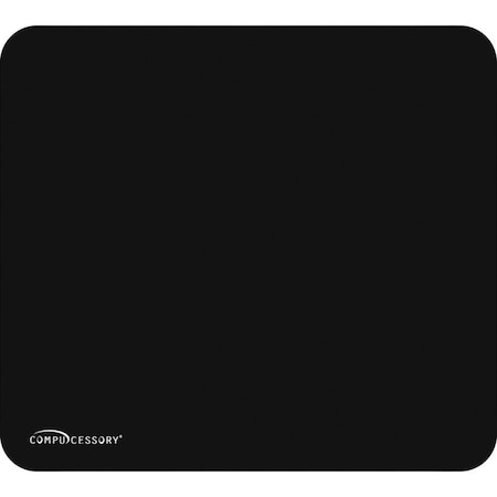 Compucessory Mouse Pad, Black, Cloth/Rubber, 8 1/2" D CCS23617