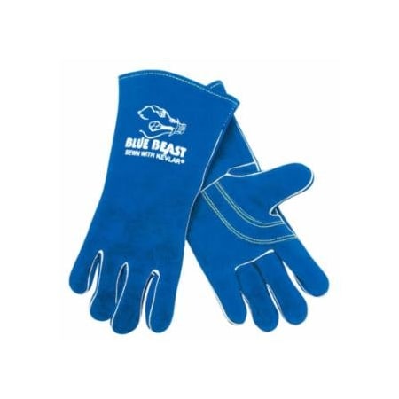 Mcr Safety Blue Beast Select Side-Split Leather Welding Work Gloves, XL, Blue, Gauntlet Cuff, 12PK 127-4600