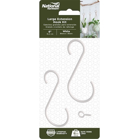 National Hardware 6'' White Steel Extension Hook Kit N275-164
