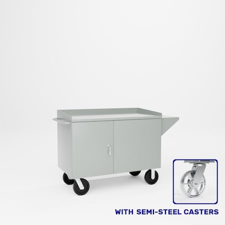 Pucel Mobile Tool Cabinet, 48 in W x 37 1/4 in H x 26 in D, Steel Plate Top, Black PTC-48S-SPT