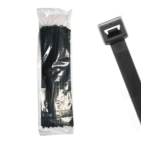Cable Ties Unlimited Cable Tie, 21 in L, 120 lb Strength, 6.1 in Max Bundle Dia, Nylon 6/6, UV Resistant, Black, 100PK LHD21-120-0C