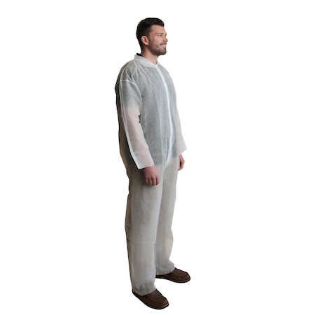 Vguard Disposable Coveralls, Collared, Polypropylene, Open Wrist, Open Ankle, Serged Seam, White, 25 PK BC11A16