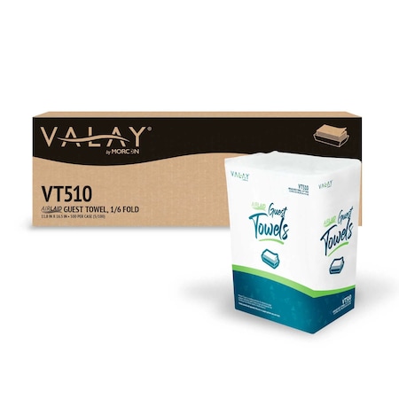 Morcon 11.81" x 16.53" Valay Guest Towel Airlaid, White, 1-Ply, 1/6 Fold VT510