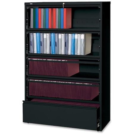 Hirsh 42" W 5 Drawer File Cabinet, Black, Letter 17976