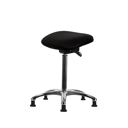 Blue Ridge Ergonomics Vinyl Sit-Stand Chrome - Standing Height with Stationary Glides in Black Voyager Vinyl VSTSS-CR-NF-RG-2026