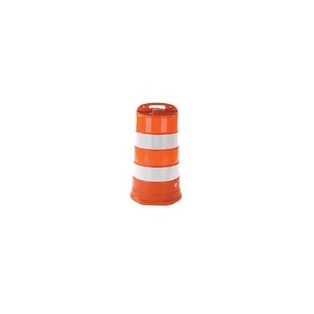 Zoro Select Traffic Barrel, HDPE, Engineer, 41 1/2 in Height, 18 Length, 9 lb, White/Orange 03-780-6EG