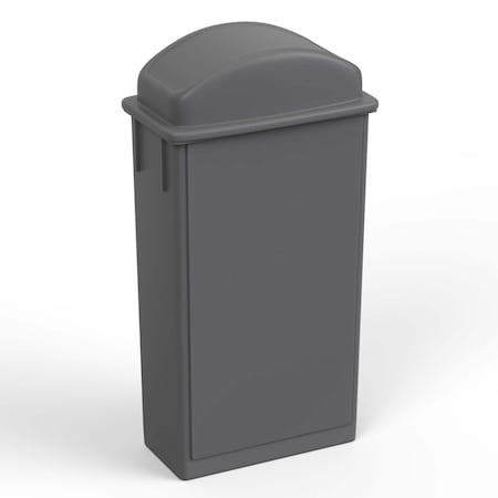 Regal Altair 23 Gallon Slim Rectangular Gray Plastic Trash Can with Dome Swing Lid, Vent Channel Design ZR-TC-300-GY+LD-310-KIT