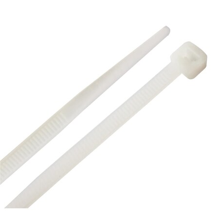Soundwave Cable Tie, 8 in L, White, PA 6.6, 50 lb Strength, 100 PK SO1679597