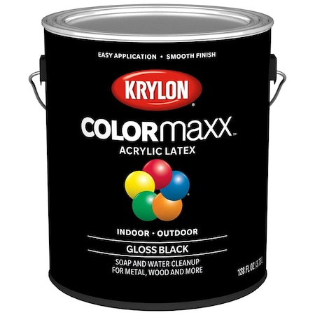 Colormaxx 1 Gal Krylon Black Paint & Primer, Gloss K05648007