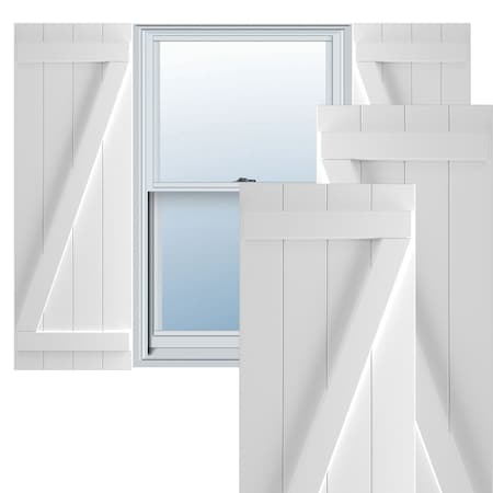 Ekena Millwork True Fit PVC Four Board Joined Board-n-Batten Shutters w/Z-Bar, Unfinished , 21 1/2W x 79H, PR TFP102BBF21X079UN