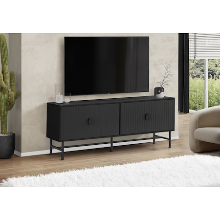Monarch Specialties Tv Stand, 60 Inch, Console, Storage Cabinet, Living Room, Bedroom, Black Laminate I 2733