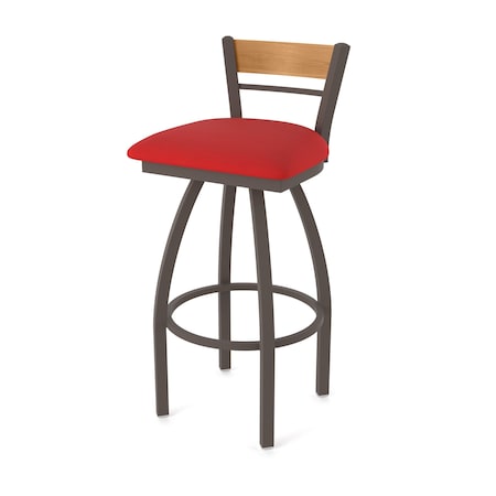Holland Bar Stool Co Revelle 25in Swivel Counter Stool with Bronze Finish, Medium Back and Canter Red Seat 881