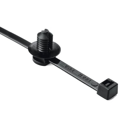 Hellerman Tyton 2-Piece Cable Tie with Fir Tree Mount, 8.0" Long, 0.26 - 0.28", Mounting Hole, PA66HS, Black, 500PK 150-31091