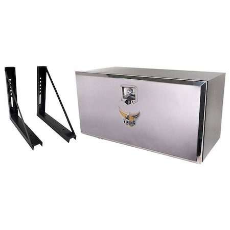 Mytee Products 18 inx18 inx36 in Trailer Tool Box & Bracket Kit w/ Mirror Finish Door - 2 Pc Brackets 1836-TBSS-MBTR18-KIT