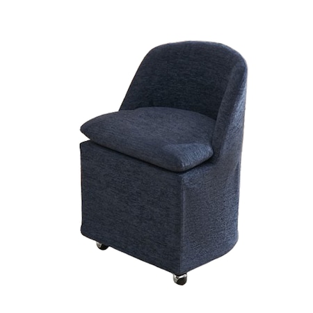 Homeroots Set of Two Blue Chenille Wing Back Dining Chairs With Wheels, 2PK 719647