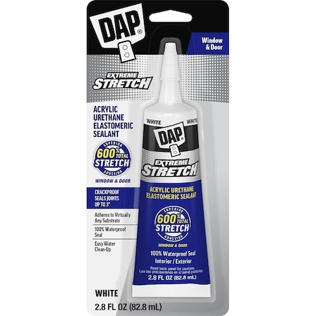 Extreme Stretch Window and Door Premium Elastomeric Sealant, White, 2 hr Paintable, 24 hr Water Ready Curing 7079800958