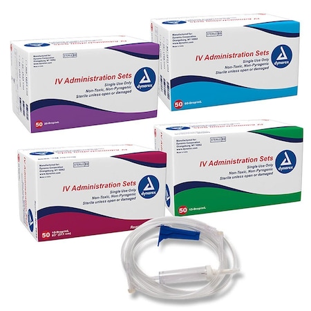 Dynarex IV Administration Set - 20 Drop, 92", - 1 Injection Site, 50PK 7044