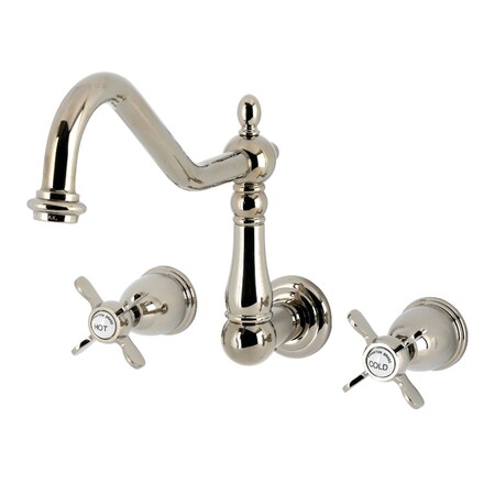 Kingston Brass Two-Handle Wall Mount Kitchen Faucet, Polished Nickel KS1286BEX