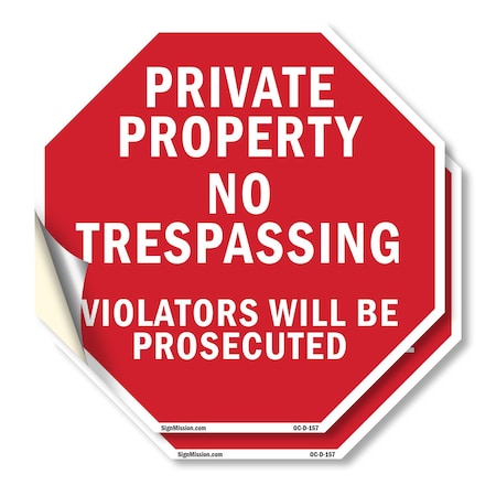 Signmission Private Property No Trespassing Vio, 4 inch X 4 inch, Vinyl Decal, 2PK OC-D-2PACK-4-157