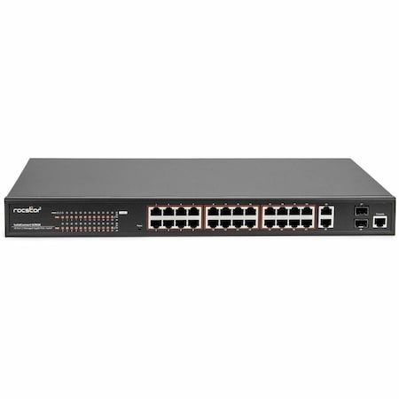 Rocstor SOLIDCONNECT SCM28 24-PORT POE+ GIGABIT L2 MANAGED ETHERNET SWITCH & 2-PORT GIGA Y10S011-B1
