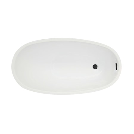 Kingston Brass 48" Acrylic Oval Single Slipper Freestanding Tub with Drain, Glossy White/Matte Black VTRS482627C310