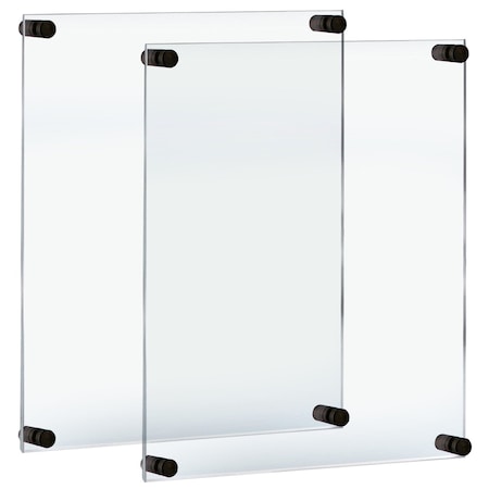 Azar Displays 22inW x 28inH Sign Holder with 1in BLACK Caps and Standoffs, 2PK 105530-BLK-2PK