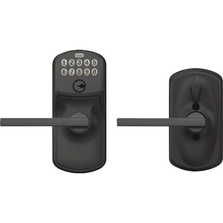 Schlage Plymouth Matte Black Electronic Keypad Entry Latitude Lever FE595VPLY622LAT