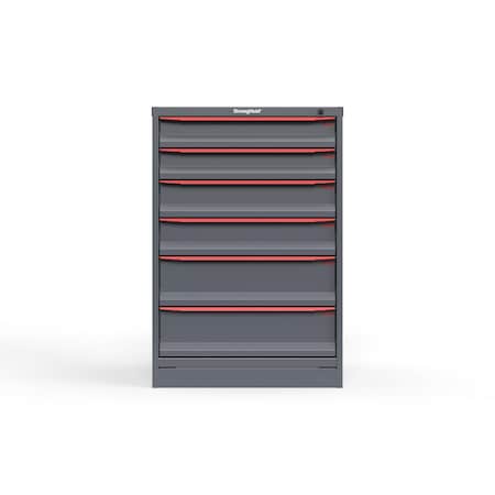 Strong Hold 6 drawer cabinet - (2x 4ft, 2x 5ft, 2x 7ft) - Red accents - Keyed Different S3044-PPDAS-0602DS