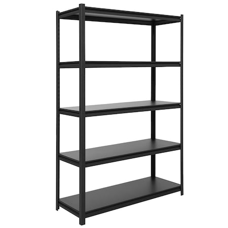 Shuntong Metal Shelving 5-Tier 48 in.W x 18 in.D x 72 in.H, Concealed Post, Laminated Boards - Black Wrinkle Textured Finish SH-ZCP-481872-5B-WB
