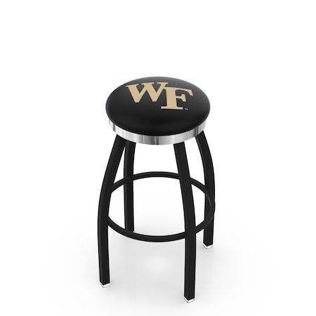 Holland Bar Stool Co 30" Blk Wrinkle Wake Forest Swivel Bar Stool, Chrome Ring L8B2C30WakeFr