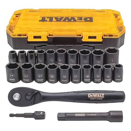 Dewalt Impact Combo Socket Set, 1/2in, 23PC Set DWMT74739