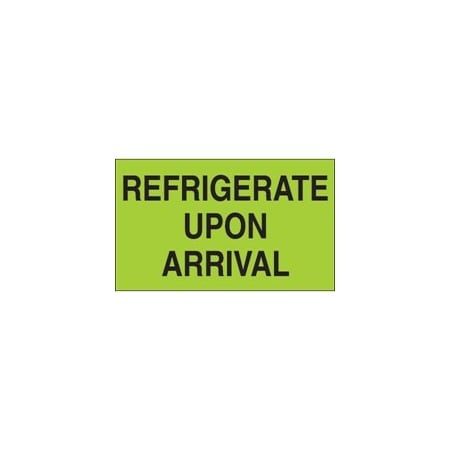 Bubblefast 3 x 5'' - ''Refrigerate Upon Arrival'' Fluorescent Green Labels BFDL2601