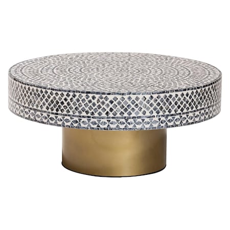 Bali & Pari Idra Coastal Black and White Mother of Pearl Capiz Shell Coffee Table 252-13983-ZORO
