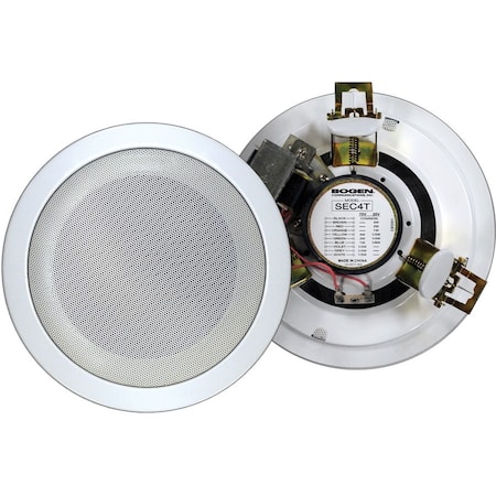 Bogen SEC4T In-ceiling Speaker - 4 W RMS - White - 4" - 75 Hz to 20 kHz - 8 Ohm SEC4T