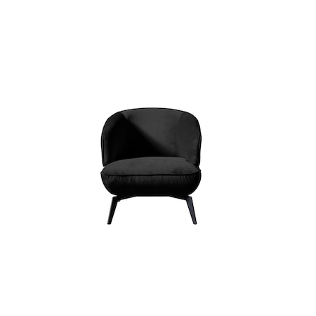Homeroots 28" Black Velvet and Steel Lounge Chair 716374
