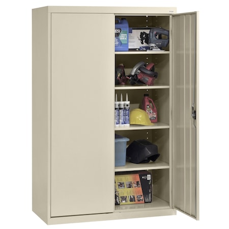 Sandusky Lee Combo Wardrobe Storage Cabinet, 72 in H, 46 in W, 24 in D, Recessed Pull, Keyed, Putty, 4 Shelves EA4R462472-07